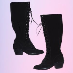Lace Up Knee High Boots